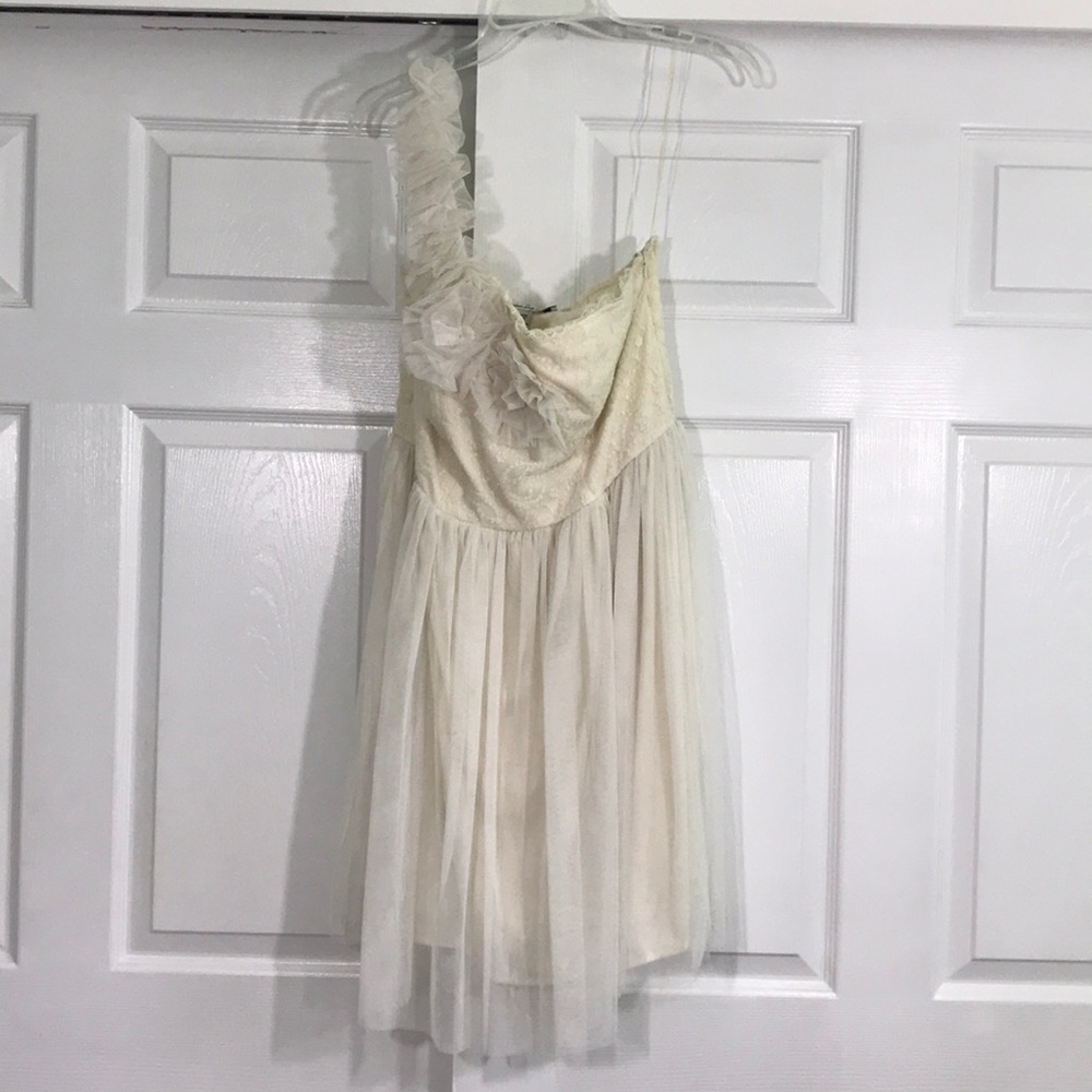 American Rag Cream One Shoulder Occasion Dress XL